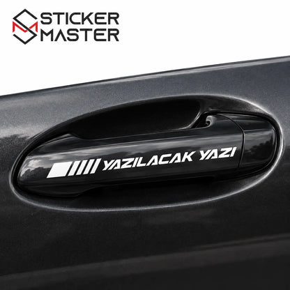 Kisiye Ozel Kapi Kolu Sticker – Isim ve Yazi | Tum Araclara Uyumlu renkler beyaz
