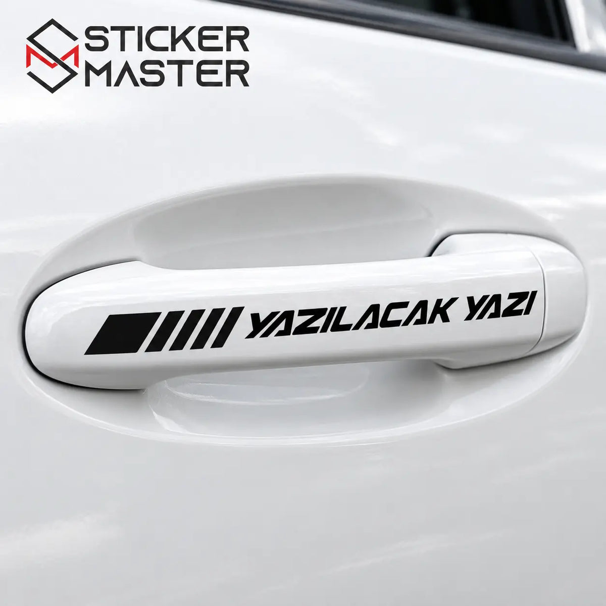 Kisiye Ozel Kapi Kolu Sticker – Isim ve Yazi | Tum Araclara Uyumlu renkler mockup
