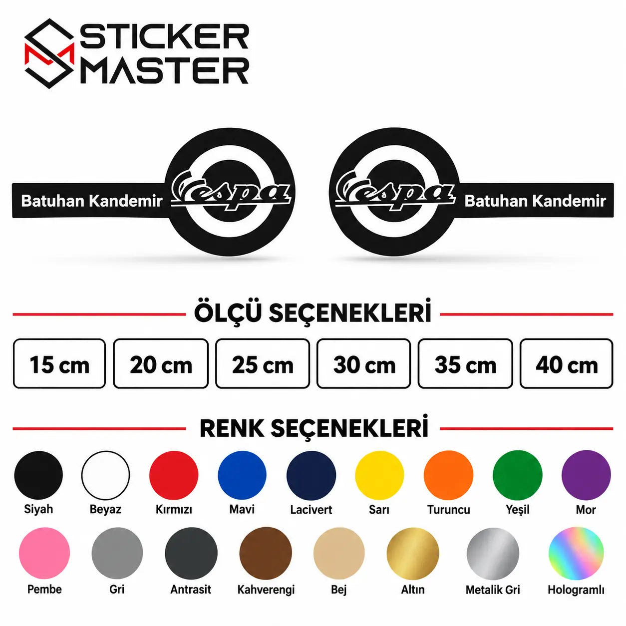 Kişiye Özel Vespa Sticker Vespa scooter üzerinde kullanım görseli
