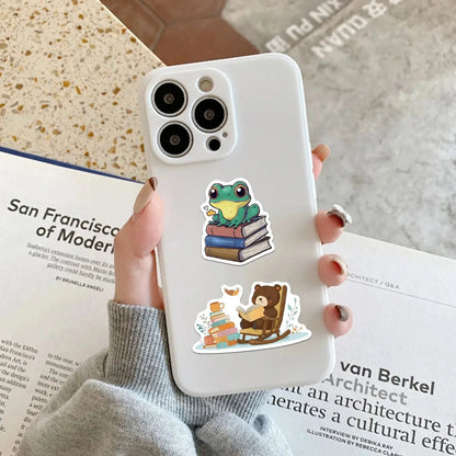 50’li Sevimli Kitap Okuyan Hayvan Sticker Seti | Sticker Master - Sticker Master