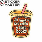 Kitap ve Kahve Sticker | Buzlu Kahve & Ateşli Kitaplar (3'lü)|Sticker Master
