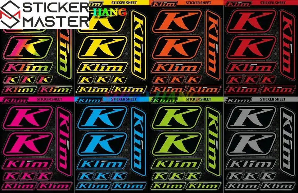 Klim Uyumlu Sticker Seti | Çoklu Boyut Kask ve ATV Çıkartması Sticker Master