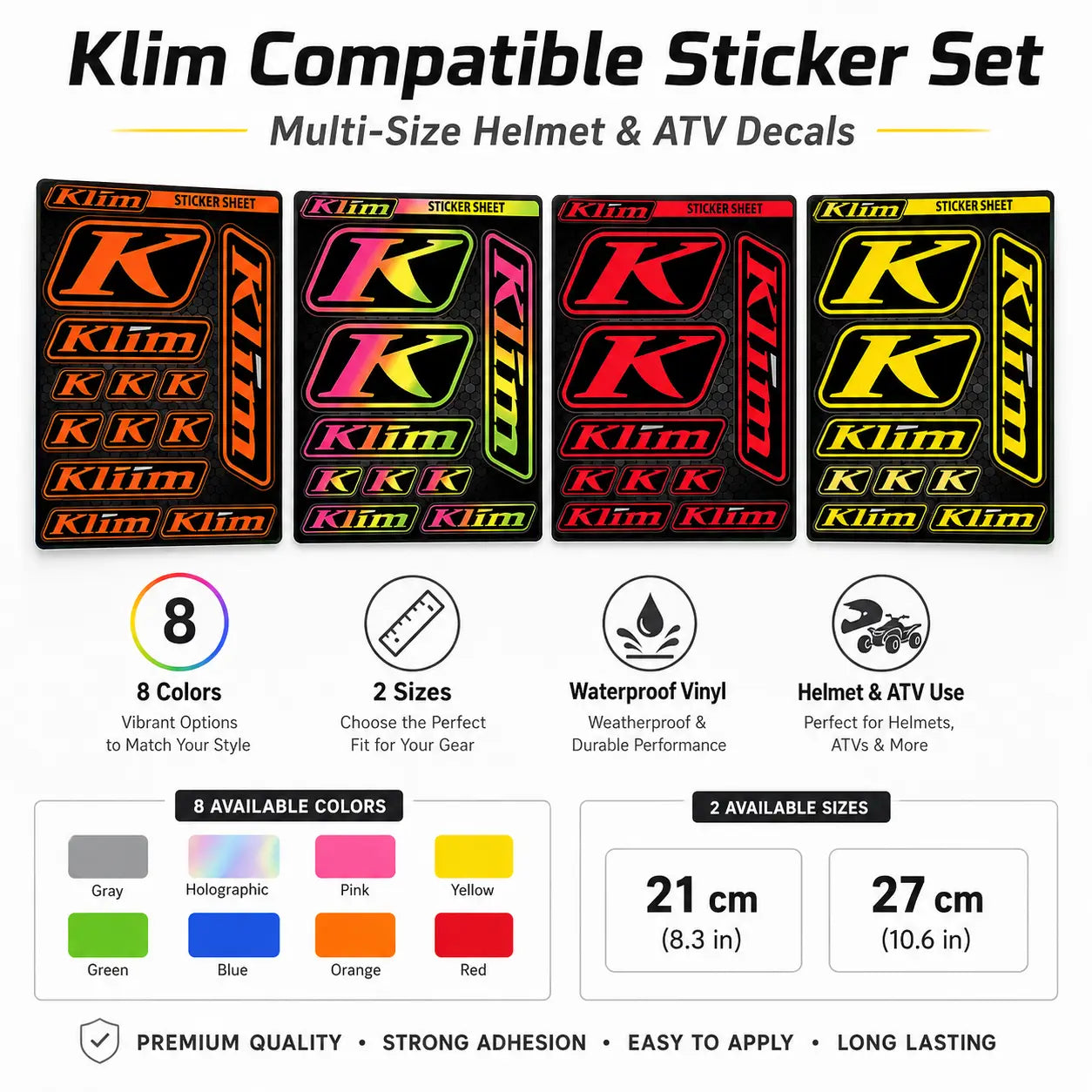 Klim Uyumlu Sticker Seti | Çoklu Boyut Kask ve ATV Çıkartması