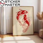 Koi Balığı Kanvas Poster | Kırmızı Vintage Duvar Dekoru | Sticker Master