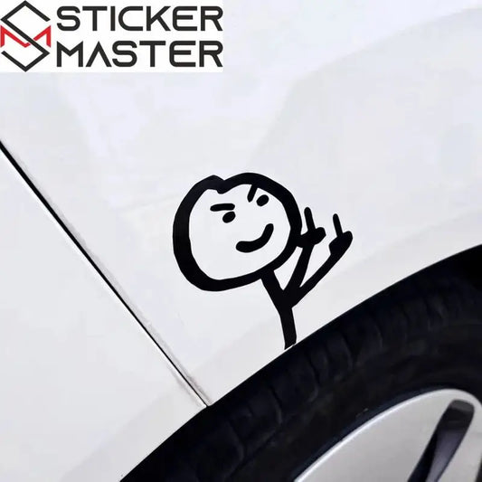 Komik Sticker | Orta Parmak Yapan Çöp Adam Oto ve Moto Decal (9 cm) Sticker Master