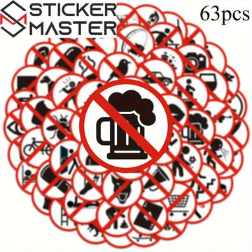 Sticker Master 63 Adet Funny Sign Series Graffiti Seti (Su Geçirmez) Sticker Paketi – Dizüstü, Telefon, Kask, Bavul, Kaykay için - Sticker Master