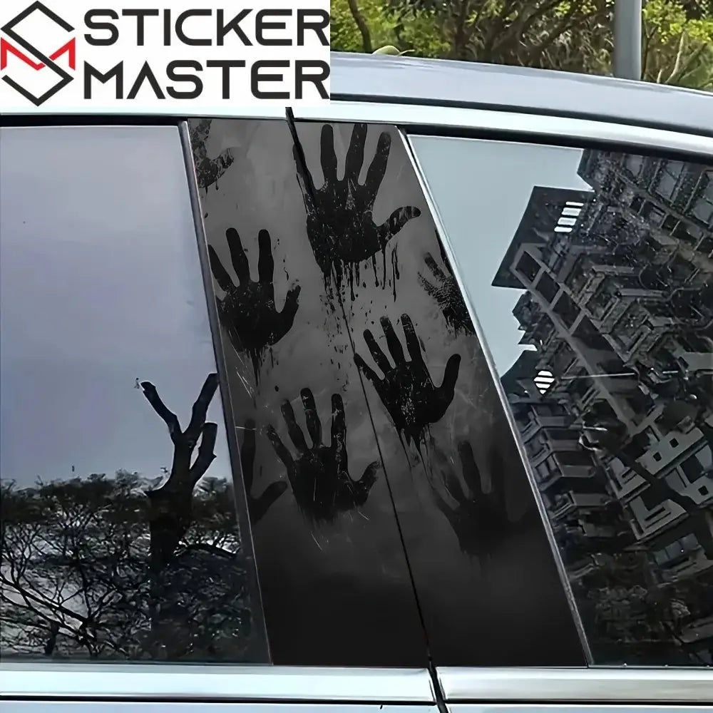 Korku El İzi Sticker | B Sütunu İçin Zombi Eli Desenli Koruyucu Decal (2 Adet - 50cm) Sticker Master