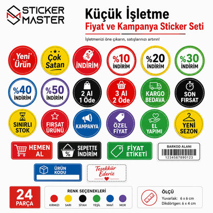 Kucuk Isletme Fiyat ve Kampanya Sticker Seti