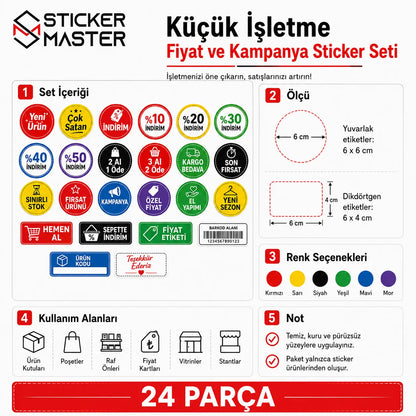 Kucuk Isletme Fiyat ve Kampanya Sticker Seti detay