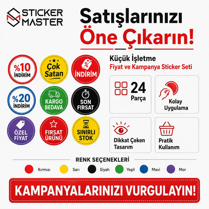 Kucuk Isletme Fiyat ve Kampanya Sticker Seti detay ve adet