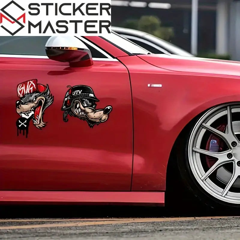 Kurt Sticker - Kasklı ve Şapkalı Wolfpack Çıkartma Sticker Master