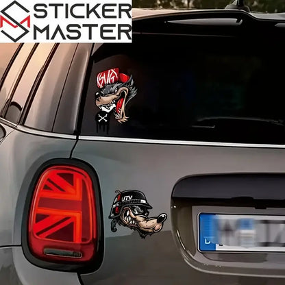 Kurt Sticker - Kasklı ve Şapkalı Wolfpack Çıkartma Sticker Master