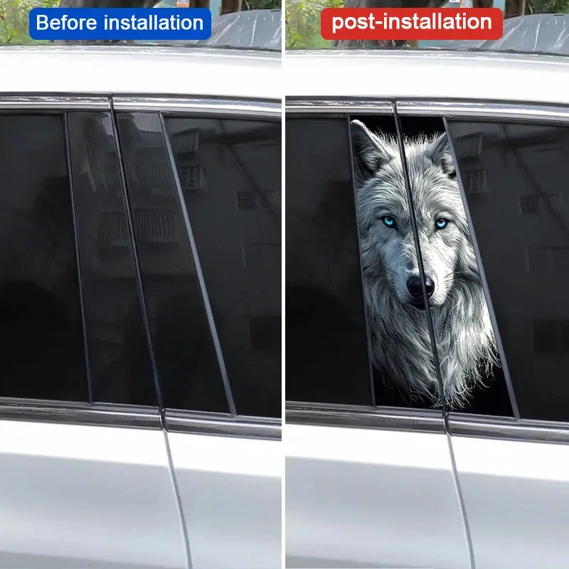 Mavi Gözlü Kurt Yan Direk Sticker Seti (2 Adet) | Sticker Master - Sticker Master