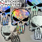 Kuru Kafa Sticker | Holografik Karbon Efektli Motor Decal (12x9.5 cm) Hologramlı