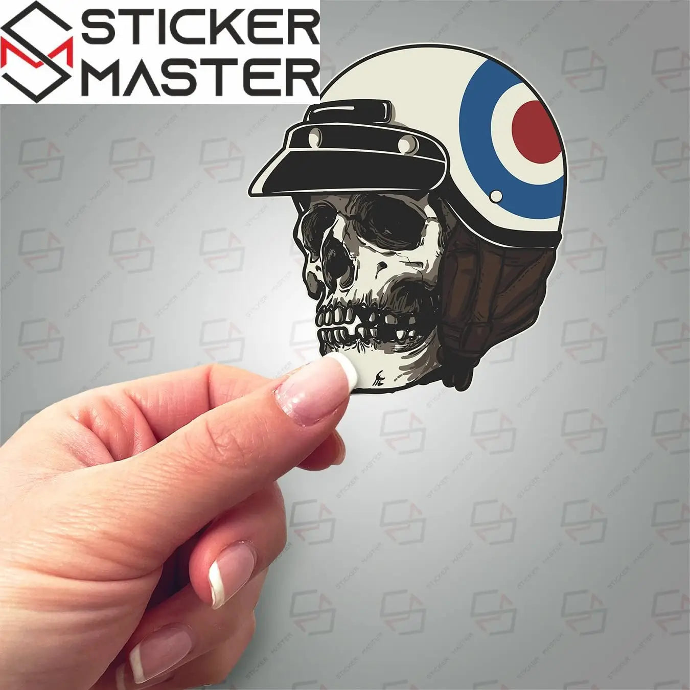 Sticker Master Skull Sticker Motor, Kask, Laptop, Araba, Oto Araç İçin Dayanıklı Etiket Decal