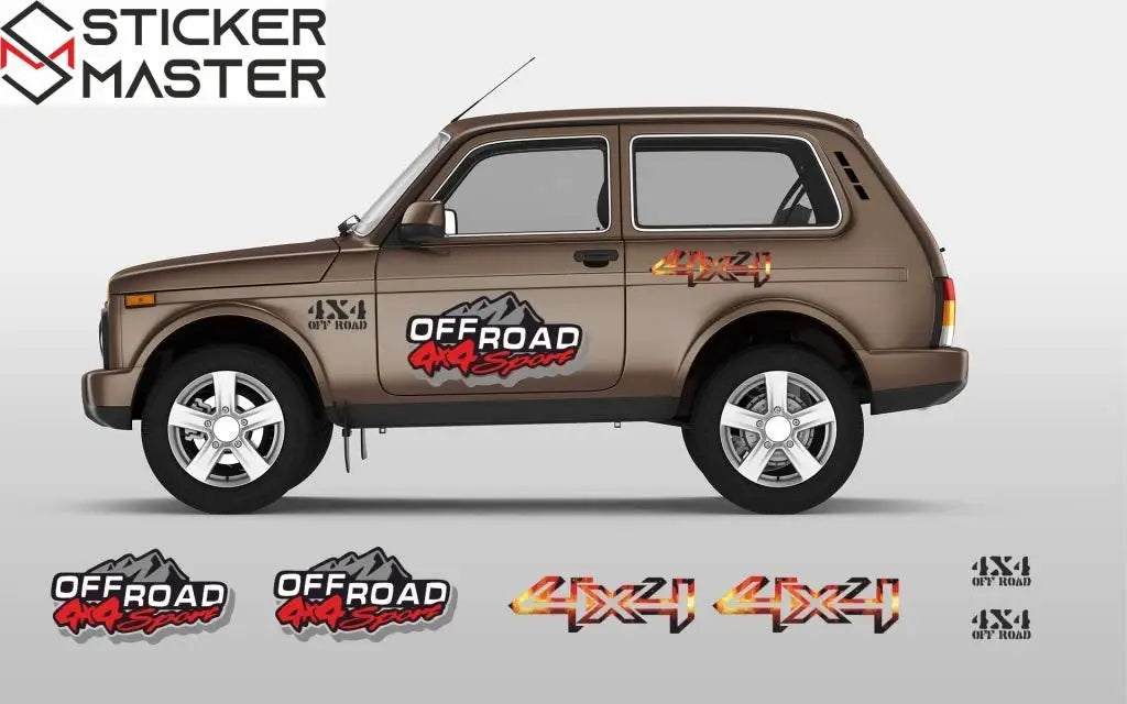 Sticker Master Lada Niva Set-4 Sticker Seti Motor, Kask, Laptop, Araba, Oto Araç İçin Dayanıklı Etiket Decal