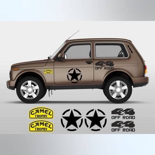 Sticker Master Lada Niva Set-3 Sticker Seti Motor, Kask, Laptop, Araba, Oto Araç İçin Dayanıklı Etiket Decal