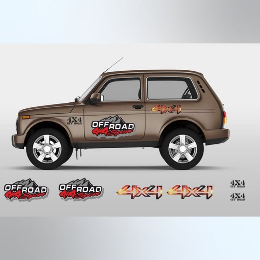 Sticker Master Lada Niva Set-4 Sticker Seti Motor, Kask, Laptop, Araba, Oto Araç İçin Dayanıklı Etiket Decal