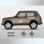 Sticker Master Lada Niva Set Rescue Sticker Seti Motor, Kask, Laptop, Araba, Oto Araç İçin Dayanıklı Etiket Decal
