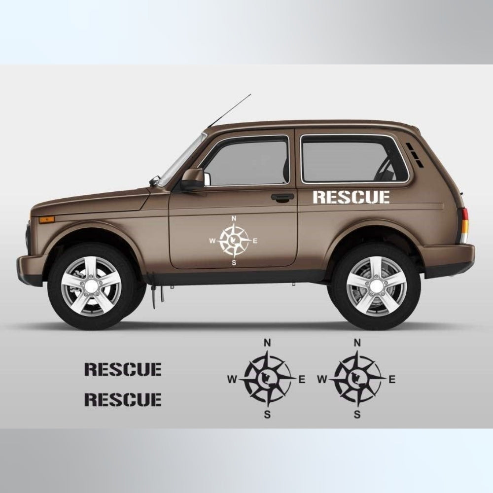 Sticker Master Lada Niva Set Rescue Sticker Seti Motor, Kask, Laptop, Araba, Oto Araç İçin Dayanıklı Etiket Decal