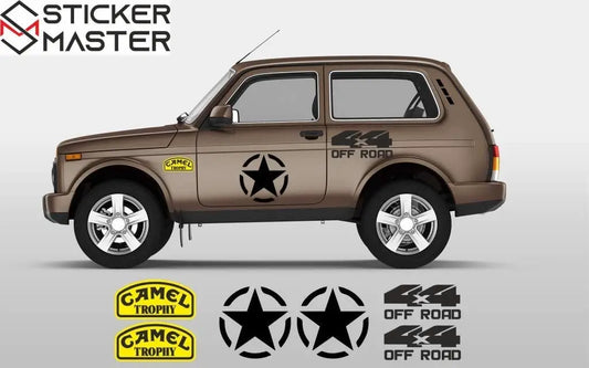 Sticker Master Lada Niva Set-3 Sticker Seti Motor, Kask, Laptop, Araba, Oto Araç İçin Dayanıklı Etiket Decal