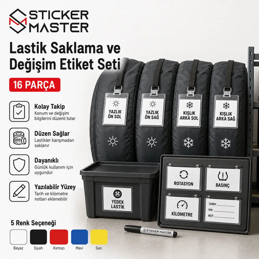 Lastik Saklama ve Degisim Etiket Seti 16 Parca ads