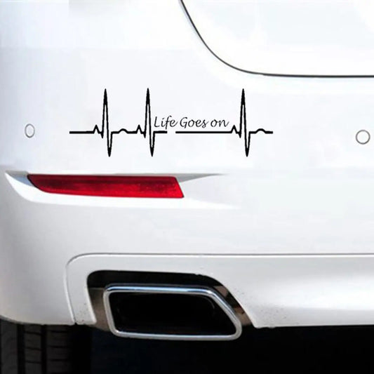 Life Goes On Sticker | Kalp Atışı Ritim Yazılı Oto Decal (17 cm)