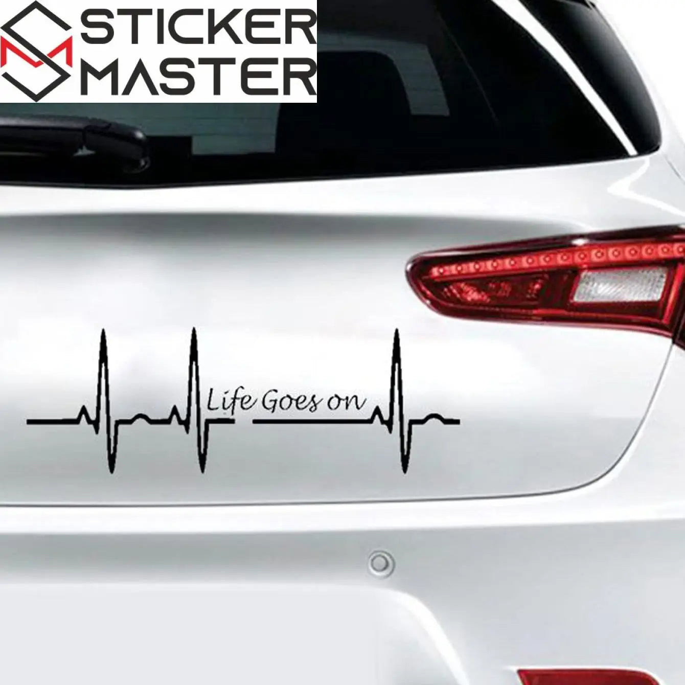Life Goes On Sticker | Kalp Atışı Ritim Yazılı Oto Decal (17 cm)