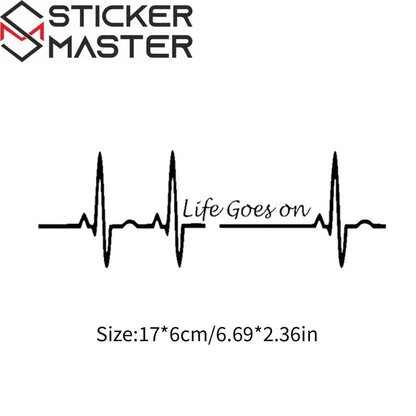 Life Goes On Sticker | Kalp Atışı Ritim Yazılı Oto Decal (17 cm)