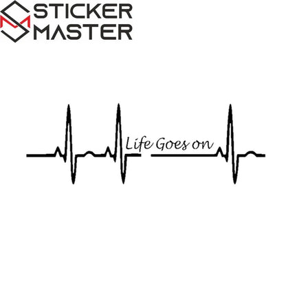 Life Goes On Sticker | Kalp Atışı Ritim Yazılı Oto Decal (17 cm)