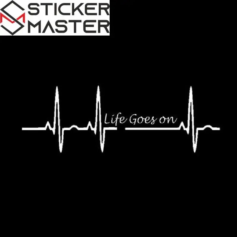 Life Goes On Sticker | Kalp Atışı Ritim Yazılı Oto Decal (17 cm)