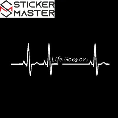 Life Goes On Sticker | Kalp Atışı Ritim Yazılı Oto Decal (17 cm)