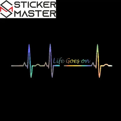 Life Goes On Sticker | Kalp Atışı Ritim Yazılı Oto Decal (17 cm)