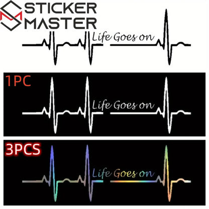 Life Goes On Sticker | Kalp Atışı Ritim Yazılı Oto Decal (17 cm)