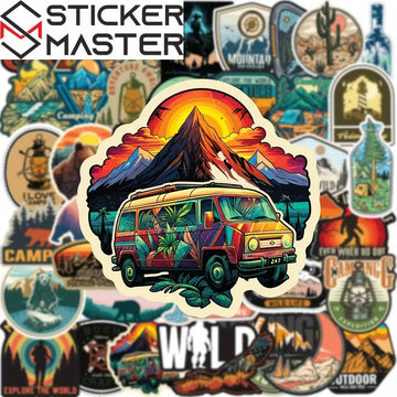 Sticker Master Adventure Su Geçirmez Vinil Çıkartmalar Su Şişeleri, Dizüstü Bilgisayarlar, Kamp Ekipmanları, Seyahat, Yürüyüş, Doğa, Açık Hava, Yetişkinler ve Gençler İçin Çıkartma Paketi - Sticker Master