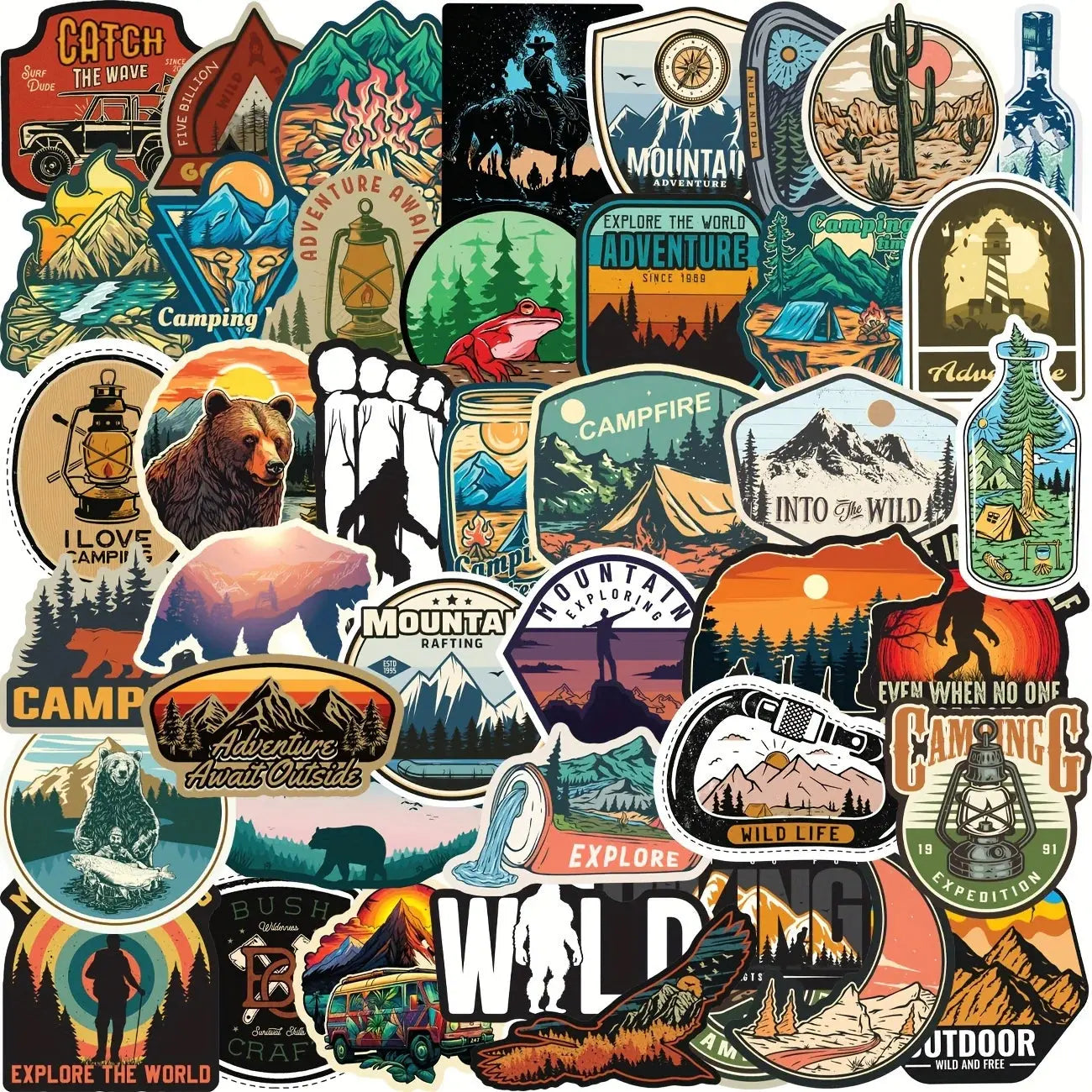 Sticker Master Adventure Su Geçirmez Vinil Çıkartmalar Su Şişeleri, Dizüstü Bilgisayarlar, Kamp Ekipmanları, Seyahat, Yürüyüş, Doğa, Açık Hava, Yetişkinler ve Gençler İçin Çıkartma Paketi - Sticker Master