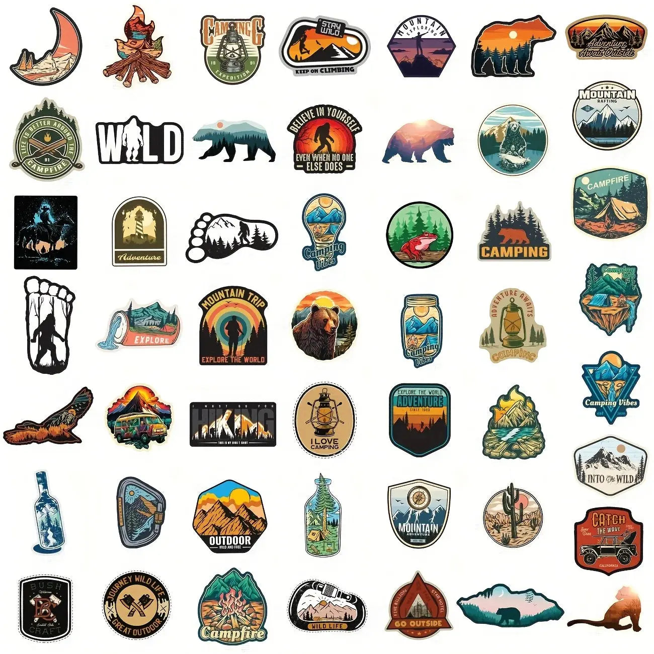 Sticker Master Adventure Su Geçirmez Vinil Çıkartmalar Su Şişeleri, Dizüstü Bilgisayarlar, Kamp Ekipmanları, Seyahat, Yürüyüş, Doğa, Açık Hava, Yetişkinler ve Gençler İçin Çıkartma Paketi - Sticker Master