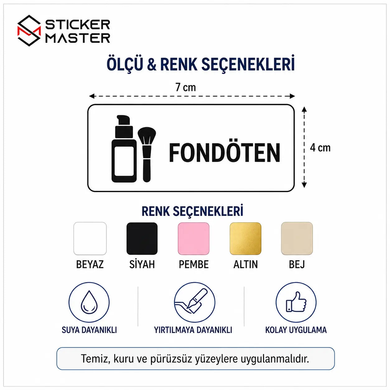 Makyaj ve Kozmetik Organizer Etiket Seti 30 Parca olculer