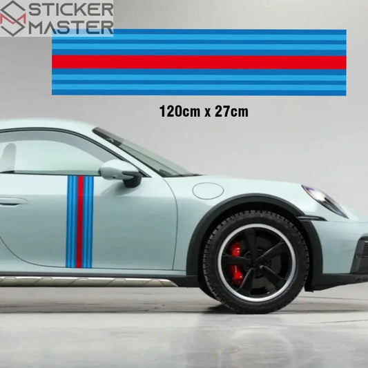 Martini Racing Sticker | Porsche 911 Le Mans Tarzı Kaput ve Kapı Şerit Decal (40-120 cm) Sticker Master