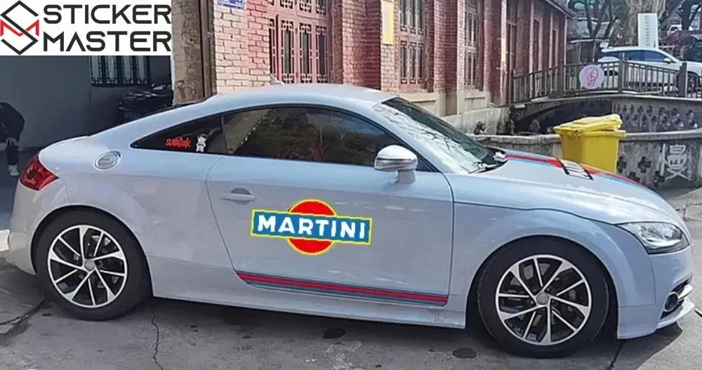 Martini Racing Sticker | Porsche 911 Le Mans Tarzı Kaput ve Kapı Şerit Decal (40-120 cm) Sticker Master