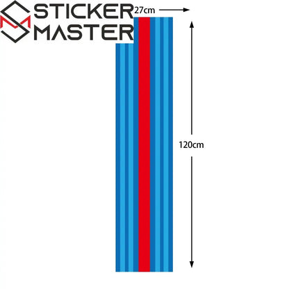 Martini Racing Sticker | Porsche 911 Le Mans Tarzı Kaput ve Kapı Şerit Decal (40-120 cm) Sticker Master