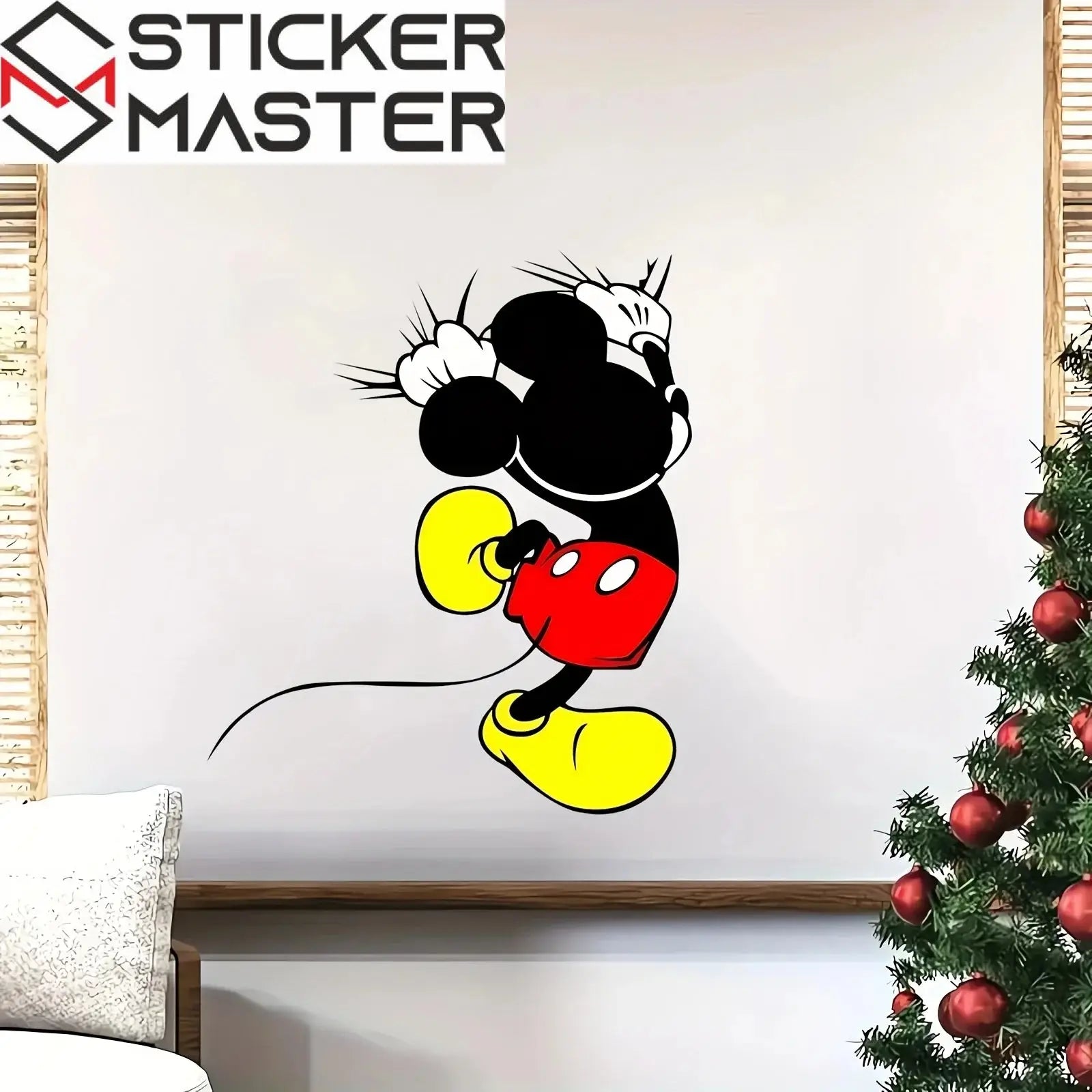 Mickey Mouse Sticker | Arkası Dönük Sevimli Fare Oto ve Duvar Dekoru (20x25 cm) - Sticker Master