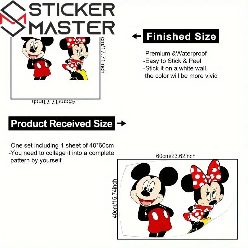 Mickey Mouse Sticker | Sevimli Çift Bulaşık Makinesi ve Dolap Dekoru (45x48 cm) Sticker Master