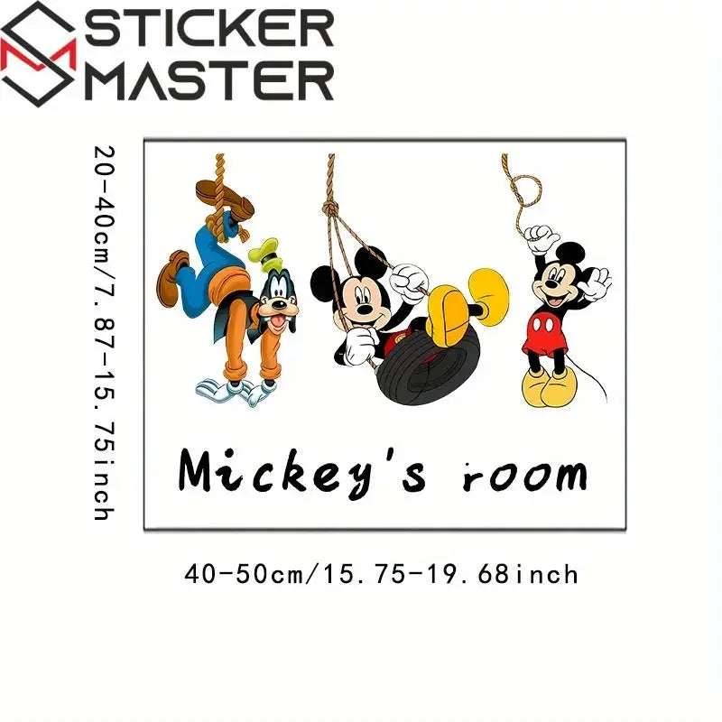 Sevimli Fare ve Arkadaşları Duvar Stickerı | Salıncakta Sallanan Karakterler (50x40 cm) - Sticker Master