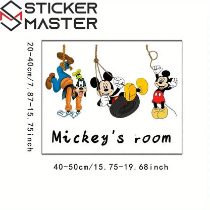 Sevimli Fare ve Arkadaşları Duvar Stickerı | Salıncakta Sallanan Karakterler (50x40 cm) - Sticker Master