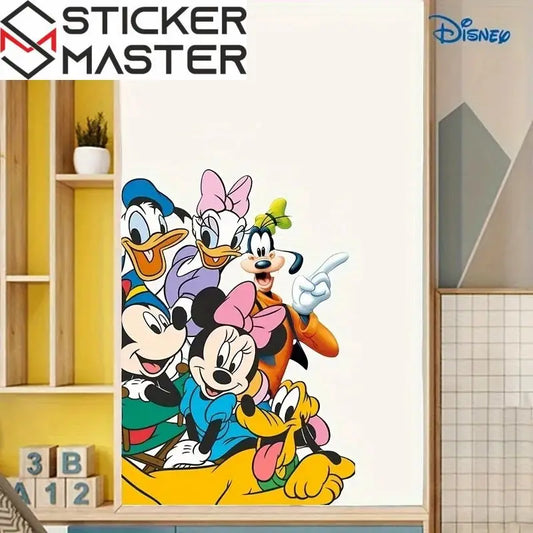 Mickey Mouse Sticker | Sevimli Fare ve Tüm Arkadaşları Kapı Dekoru (60x40 cm) - Sticker Master