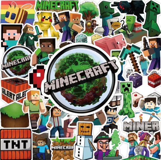Minecraft Sticker Seti (50 Adet) | Su Geçirmez Oyun Çıkartmaları Sticker Master