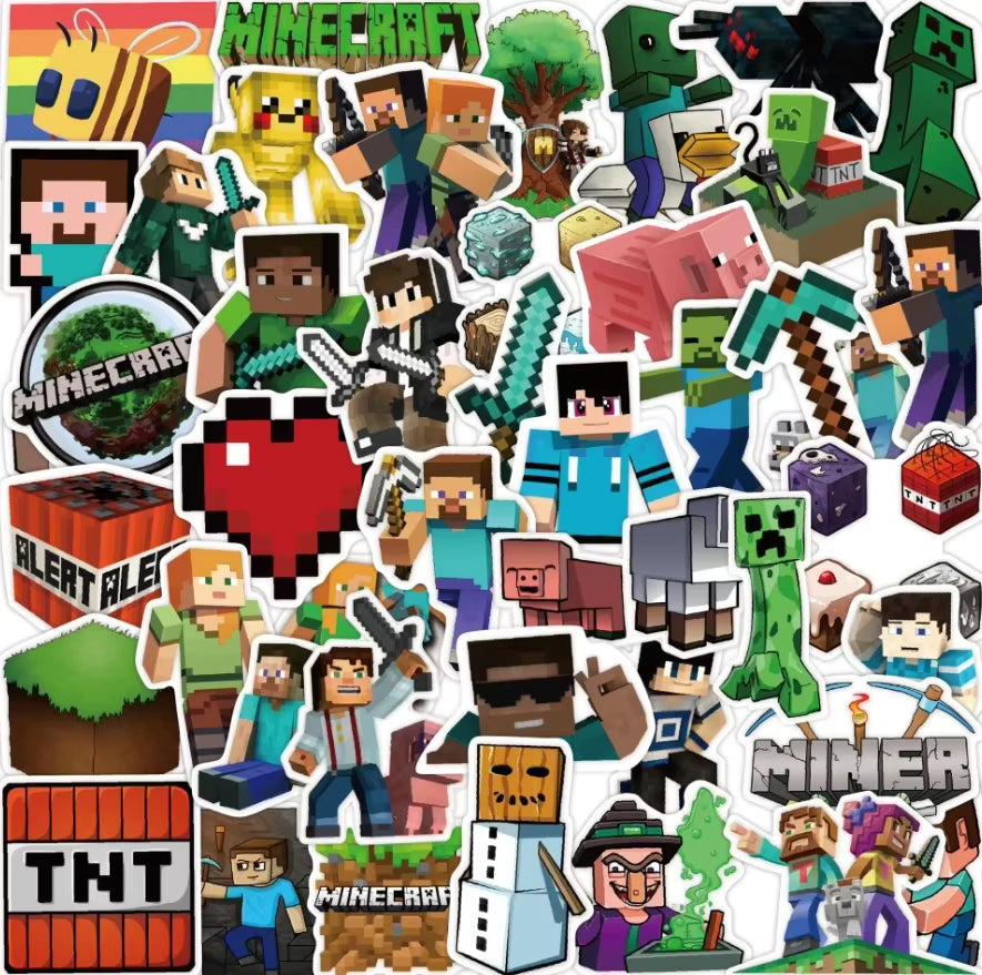 Minecraft Sticker Seti (50 Adet) | Su Geçirmez Oyun Çıkartmaları Sticker Master