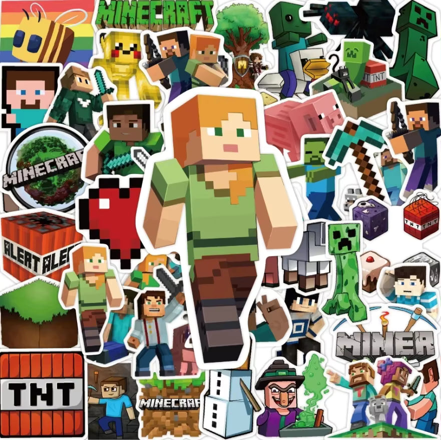 Minecraft Sticker Seti (50 Adet) | Su Geçirmez Oyun Çıkartmaları Sticker Master