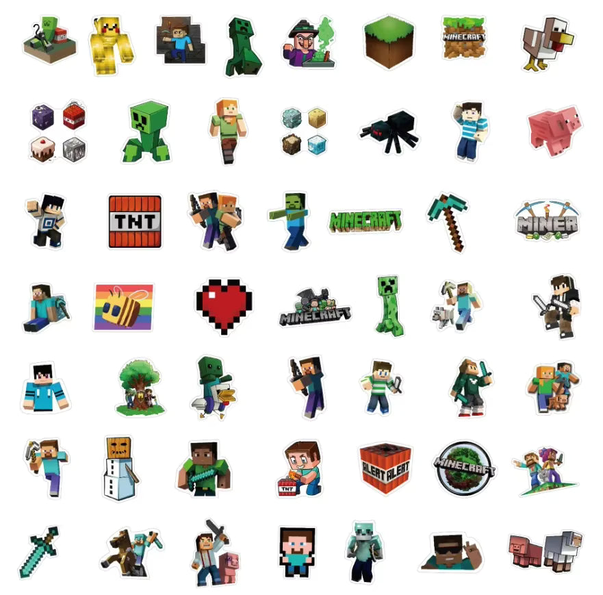 Minecraft Sticker Seti (50 Adet) | Su Geçirmez Oyun Çıkartmaları Sticker Master